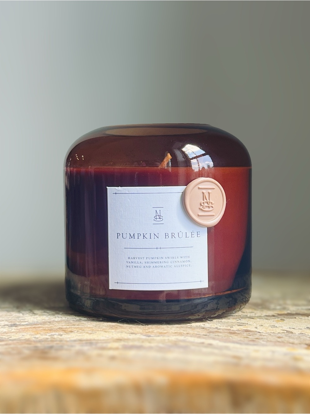 NEW Ninety Six Pumpkin Brûlée Candle 16 OZ Amber Brown Glass Vessel